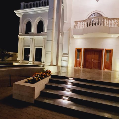 The entire exterior finish of the building is made of the finest marble.